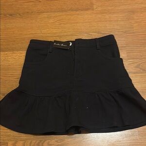 Black Ruffled Trumpet Mini Skirt for Work